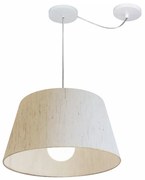 Lustre Pendente Cone Com Desvio Md-4273 Cúpula  21/30x40cm Linho Bege - Bivolt