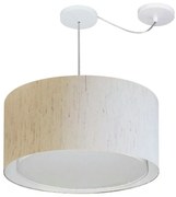 Lustre Pendente Cilíndrico Com Desvio Md-4315 Cúpula em Tecido 50x30cm Linho Bege - Bivolt