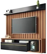 Painel Ripado Home Suspenso para TV 55 Pol. Elze H01 Nature/Preto - Mp