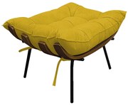 Puff Decorativo Costela Base Fixa Suede Amarelo - ADJ Decor