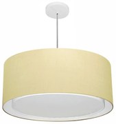 Lustre Pendente Cilíndrico Duplo Md-4298 Cúpula em Tecido 60x30cm Algodão Crú - Bivolt