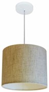 Lustre Pendente Cilíndrico Md-4143 Cúpula em Tecido 35x25cm Rustico Bege / Bege - Bivolt