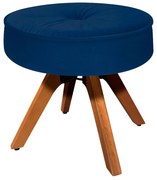 Puff Decorativo Julia Redondo Suede Azul Marinho Base Madeira MM35 - D'Rossi