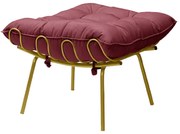 Puff Decorativo Sala de Estar Abel Pés Dourado Suede Bordô G41 - Gran Belo