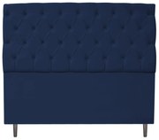 Cabeceira Estofada Liverpool 140 cm Casal Suede Azul Marinho - ADJ Decor