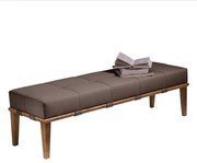 Recamier Decorativo 140cm Martínez Linho Pés Madeira Marrom/Natural G62 - Gran Belo