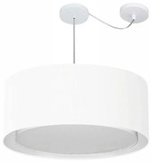 Lustre Pendente Cilíndrico Com Desvio Md-4311 Cúpula em Tecido 60x30cm Branco - Bivolt