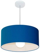 Lustre Pendente Cilíndrico 4052 Cúpula em Tecido 50x21cm Azul Marinho - Bivolt