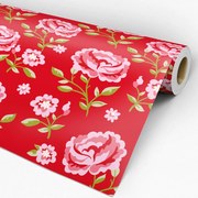 Papel de parede adesivo floral vermelho