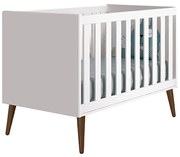 Berço Mini Cama Theo com Pés Retrô Mel - Branco Fosco