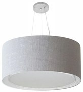 Lustre Pendente Cilíndrico Duplo Md-4302 Cúpula em Tecido 60x30cm Rustico Cinza - Bivolt