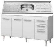 Balcão Gabinete Lis com Pia Inox 150cm 4 Portas L03 Branco - Mpozenato