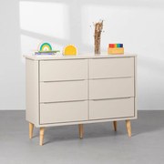Cômoda Theo 6 Gavetas com Pés Retrô Natural - Areia