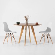 Conjunto Mesa de Jantar Square Redonda Freijó - 88cm + 2 Cadeiras Eiffel - Branco