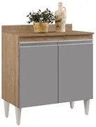 Balcão Gabinete 80cm 2 Portas Hawai Castanho/Cinza - Lumil Móveis