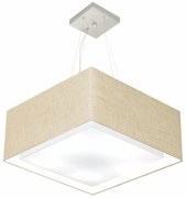 Lustre Pendente Duplo Quadrado Md-4127 Cúpula em Tecido 25/50x50cm Rustico Bege - Bivolt