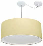 Lustre Pendente Cilíndrico Com Desvio Md-4318 Cúpula em Tecido 60x30cm Algodão Crú - Bivolt