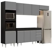 Armário de Cozinha Modulada 4 Peças CP10 Balcão Preto/Cinza - Lumil