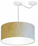 Lustre Pendente Cilíndrico Com Desvio De Centro Md-4147 Cúpula  50x25cm Rustico Bege - Bivolt