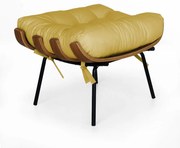 Puff Decorativo Sala de Estar Costela Rib Suede Amarelo