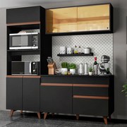 Armário de Cozinha Compacta 190cm Preto Reims Madesa 02 Cor:Preto