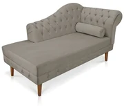 Divã Recamier Capitonê Mônaco 165 cm Suede Marrom Rato Pés Chanfrado- D'Rossi