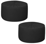 Kit 2 Puffs Decorativos Sala De Estar Round PU Preto G45 - Gran Belo