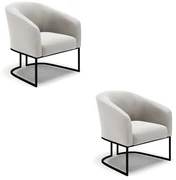 Poltrona Decorativa Industrial Preto Kit 2 Stella Veludo D03 - D'Rossi - Cinza