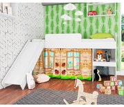 Cama Infantil 80 Escorregador E Cortina Playground Meu Fofinho