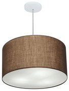 Lustre Pendente Cilíndrico Md-4250 Cúpula em Tecido 45x30cm Café - Bivolt