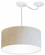 Lustre Pendente Cilíndrico Com Desvio De Centro Md-4151 Cúpula  50x25cm Linho Bege - Bivolt