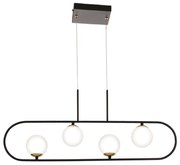 Pendente Oval C/ Globo 79X10X25Cm Metal E Vidro 4 X G9 Globo Ø10Cm|Old... (PRETO / COBRE BRILHO, FOSCO)