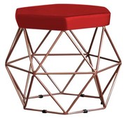 Puff Decorativo Base Bronze Elsa Suede Vermelho G41 - Gran Belo