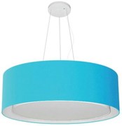 Lustre Pendente Cilíndrico Duplo Md-4126 Cúpula em Tecido 80x30cm Azul Turquesa - Bivolt