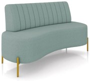 Sofá 2 Lugares Living 135cm Pé Ferro Dourado Maraú Bouclê Azul K01 - D'Rossi