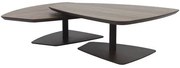 Conjunto de Mesa de Centro Klaus Baixa Tampo Nogueira Base Aco Corten - 67828 Sun House