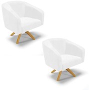 Poltrona Decorativa Giratória MA30 Kit 2 Stella Sintético PU D03 - D'Rossi - Branco