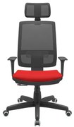 Cadeira Office Brizza Tela Preta Com Encosto Assento Aero Vermelho RelaxPlax Base Standard 126cm - 63615 Sun House