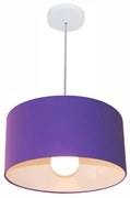 Lustre Pendente Cilíndrico Md-4146 Cúpula em Tecido 40x30cm Roxo - Bivolt