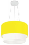 Pendente Cilíndrico Amarelo e Branco MJ-4158 Para Mesa de Jantar e Estar