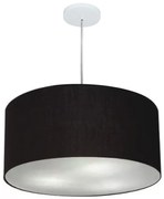 Lustre Pendente Cilíndrico Md-4219 Cúpula em Tecido 55x25cm Preto - Bivolt