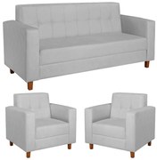 Kit Sofá 2 Lugares e 2 Poltronas Denver Corano Branco - ADJ Decor