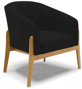 Poltrona Decorativa Base de Madeira Stella Linho D03 - D'Rossi - A79 Preto