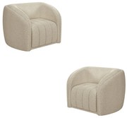 Kit 2 Poltronas Decorativas Sala de Estar Adam Boucle Bege G45 - Gran Belo