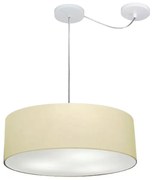 Lustre Pendente Cilíndrico Com Desvio Md-4222 Cúpula em Tecido 45x15cm Algodão Crú - Bivolt