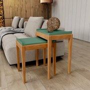 Kit 02 Mesas de Apoio Sala De Estar Decorativas Armie Madeira G74 Verde/Freijó - Gran Belo