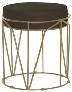 Puff Decorativo Sala de Estar Base Gold Chloe Suede Marrom G41 - Gran Belo