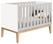 Berço Mini Cama Theo com Pés Square Natural - Branco Fosco