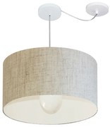 Lustre Pendente Cilíndrico Com Desvio Md-4234 Cúpula em Tecido 60x30cm Rustico Bege - Bivolt