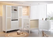 Kit Quarto Infantil Brisa - Berço + Cômoda 3 gavetas + Guarda-Roupa com 2 Portas e 3 Gavetas - Branco Fosco